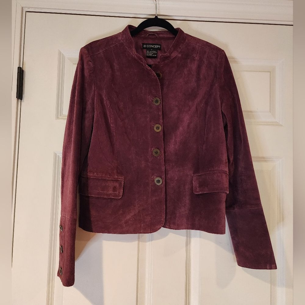 C Concept 100% leather plum colored jacket Size 10
